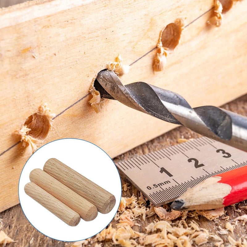 CKANDAY 30Pcs Assorted Wooden Dowel Pins,M8 M10 M12 Fluted Hardwood Grooved Plugs for Furniture Woodworking, DIY Crafts Carpentry - Image 5